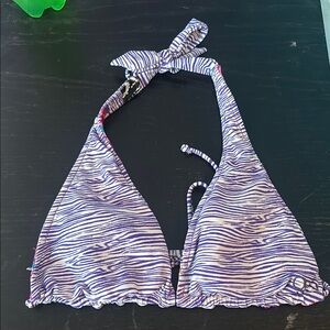 Purple and White Zebra Print Bikini Top